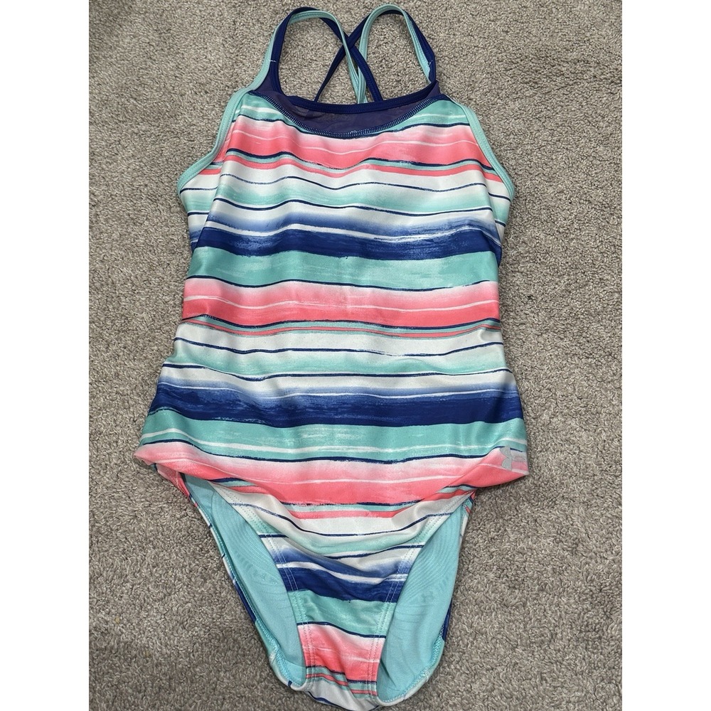 Under‎ Armour Girl's Big One-Piece Swimsuit Cerulean Size 12 11573